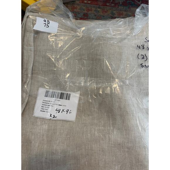 Quince European Linen Curtain Light FilteringSet of 2 48 X 96 Color Sand - Picture 4 of 4